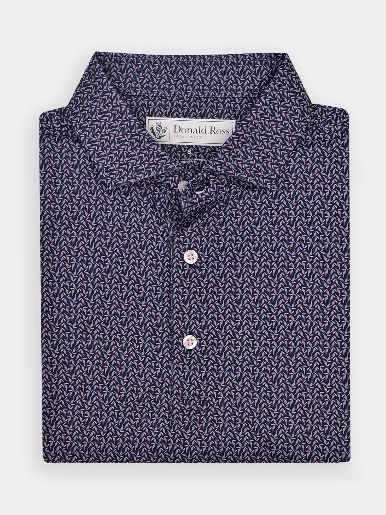 Donald Ross Mens Classic Fit MIAMI Polo - BLACK MULTI