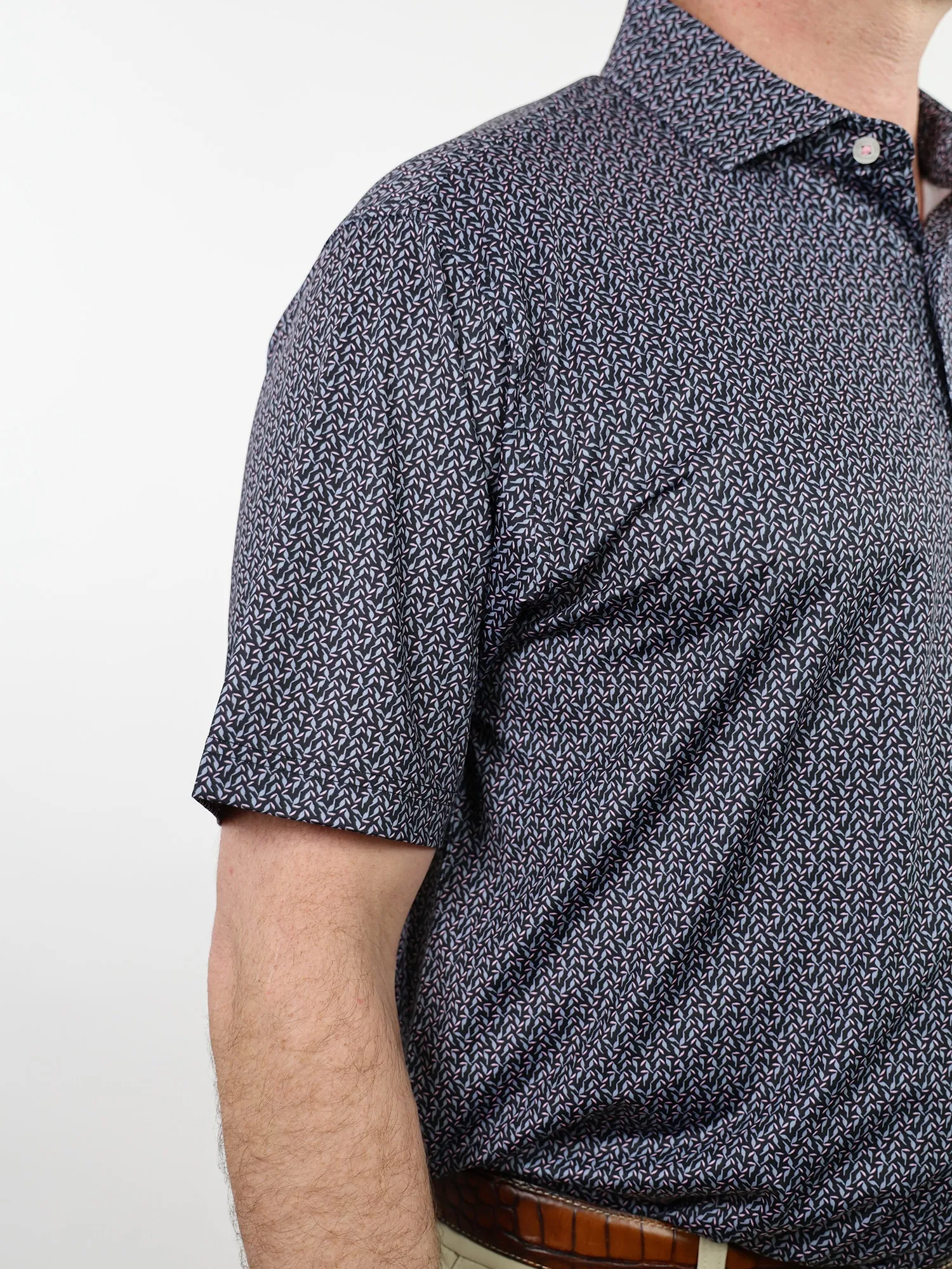 Donald Ross Mens Classic Fit MIAMI Polo - BLACK MULTI