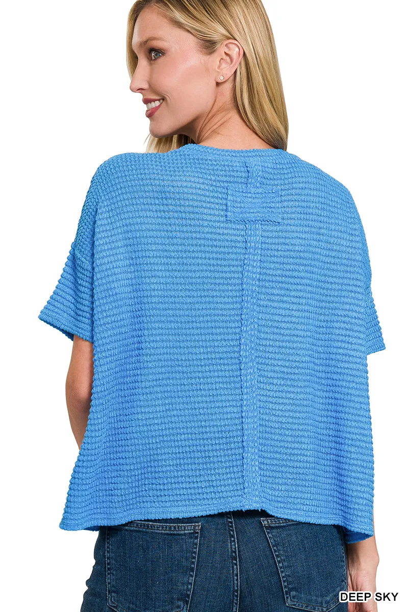 Drop Shoulder Short Sleeve V-Neck Top
