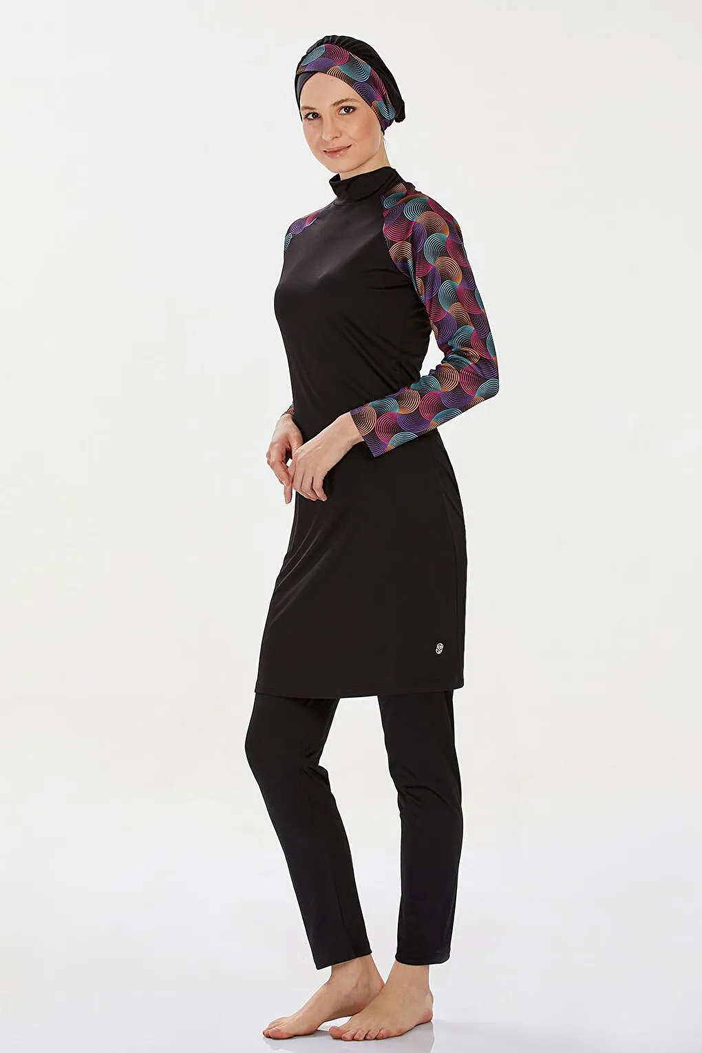 Elastane Fully Covered Hijab Swimsuit Mıla 9232 Black
