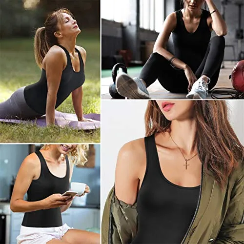 Eleady Workout Tank Tops for Women Built in Bra Racerback Yoga Athletic Tops Sleeveless Sport Shirts Fitness Gym Activewear (Black, X-Large)