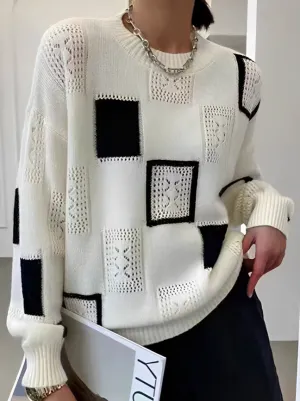 Elegant sweater with patchwork