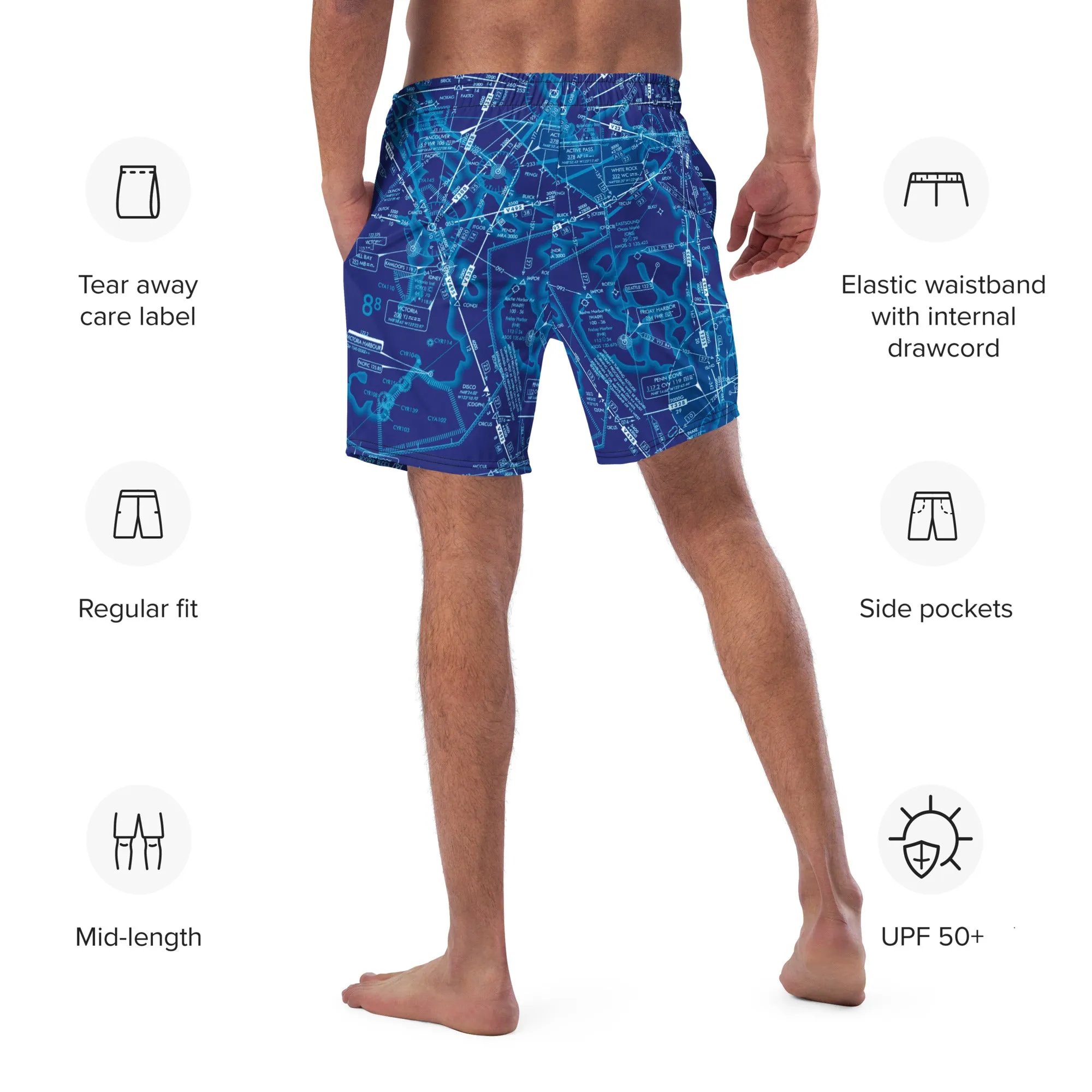 Enroute Low Altitude (ELUS1) Chart men's swim trunks (blue)
