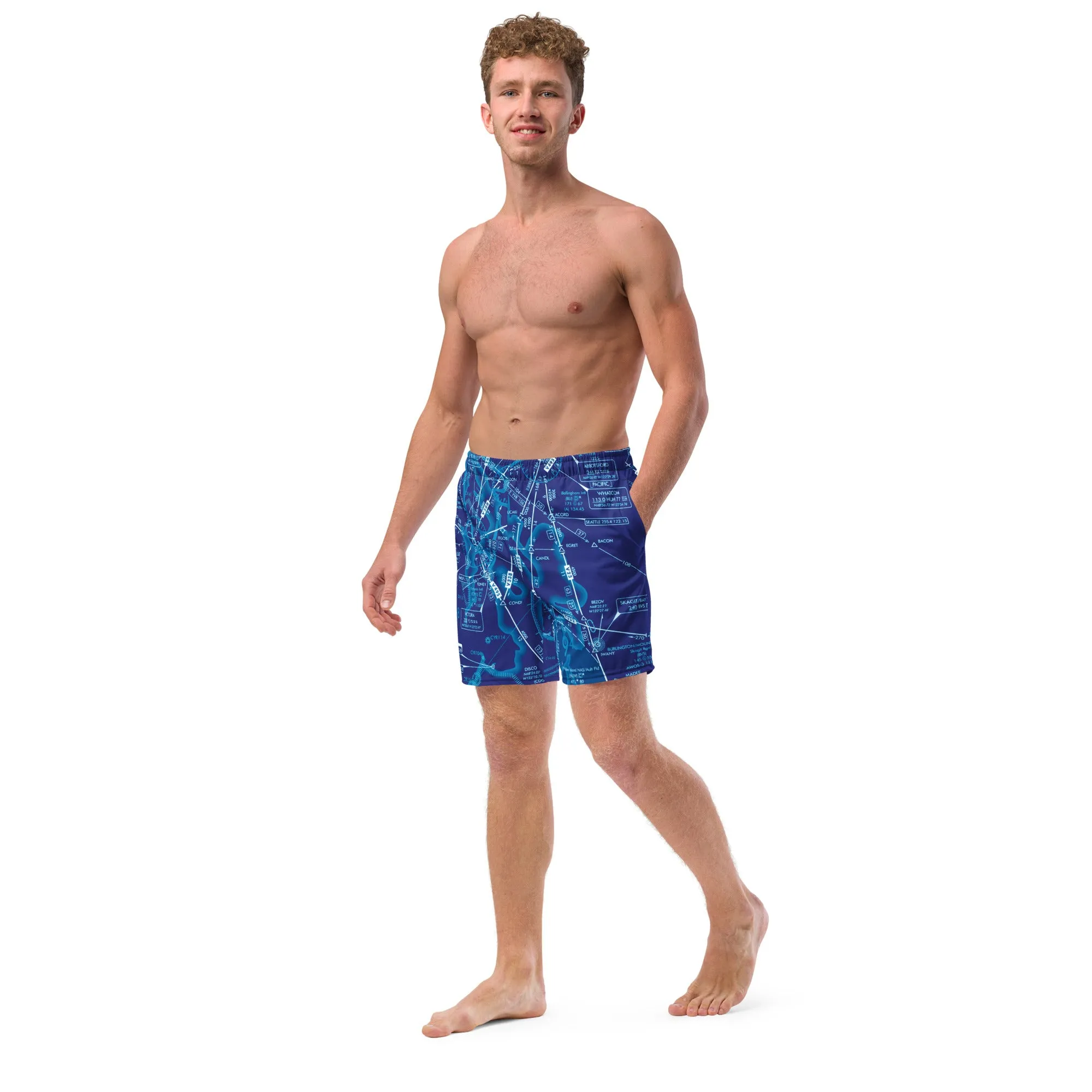 Enroute Low Altitude (ELUS1) Chart men's swim trunks (blue)