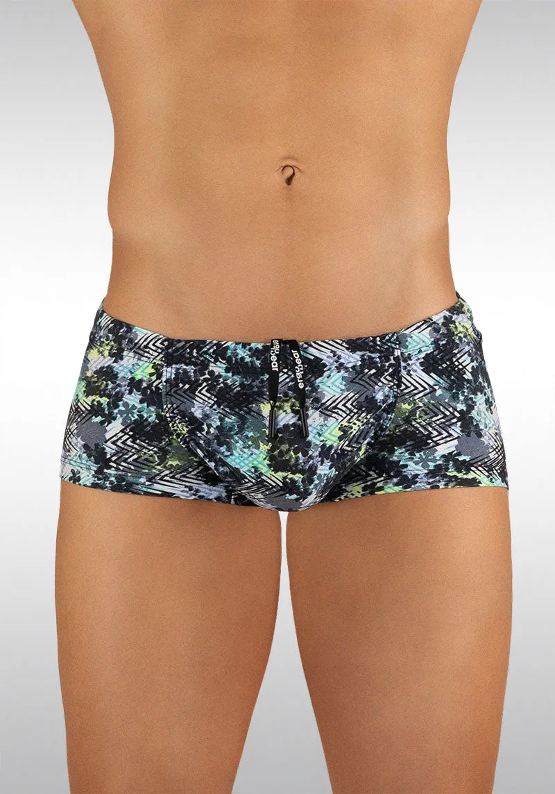 Ergowear Feel Zigzag Mini Square Cut Trunk Swimwear White EBFE4ZZ EW1057 Size M