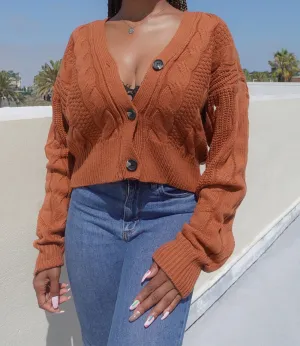 Estrella Button Down Sweater(Burnt Orange)