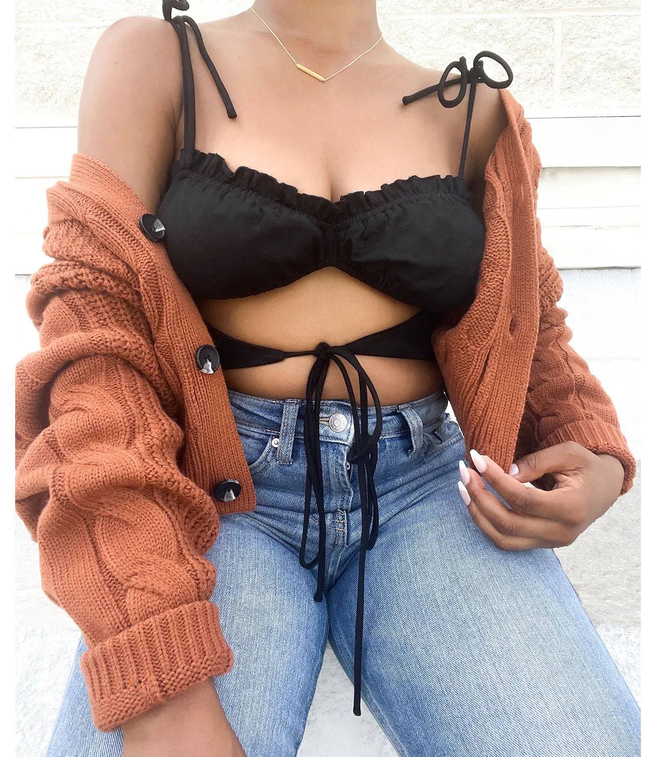 Estrella Button Down Sweater(Burnt Orange)