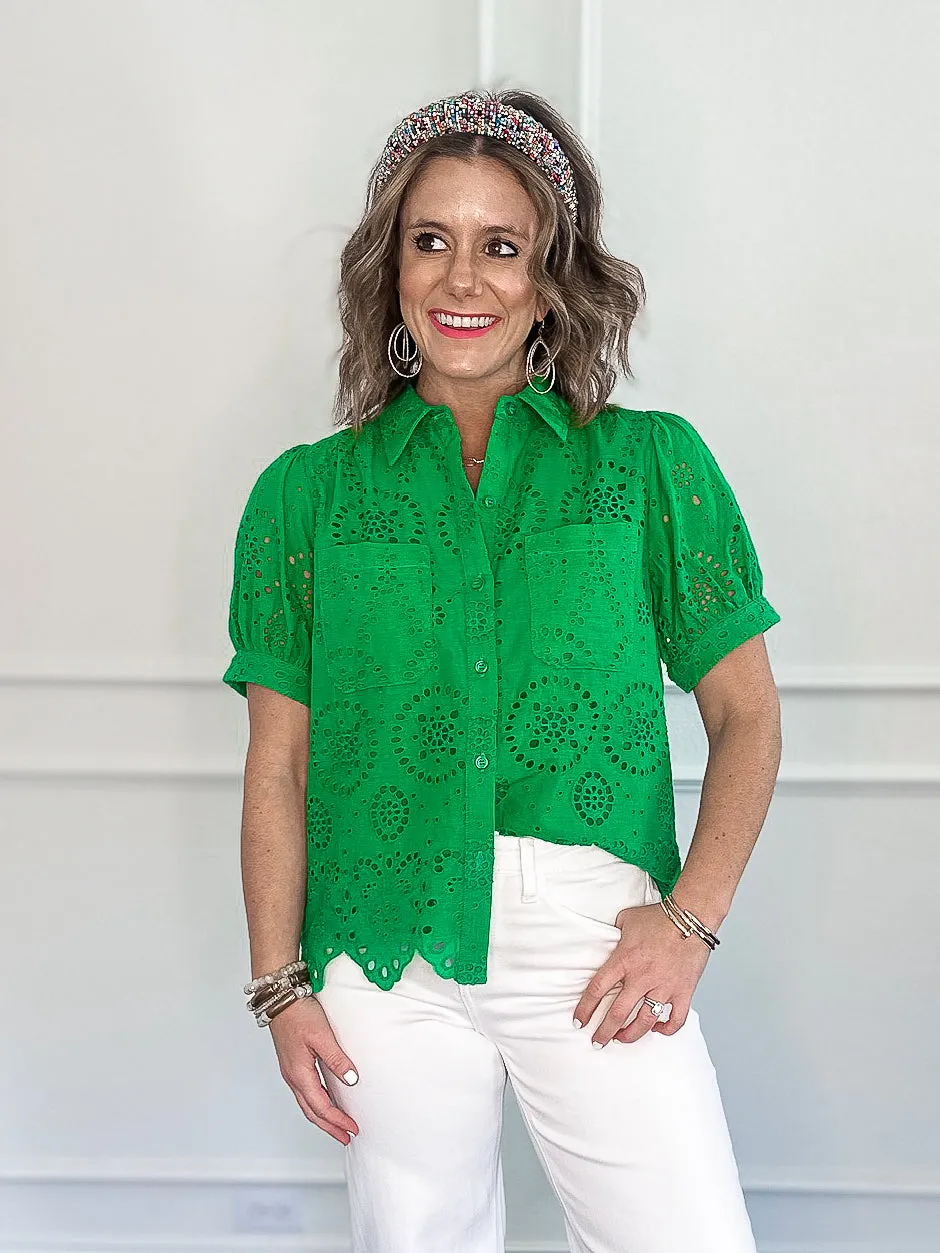 Eyes on Eyelet Collared Blouse