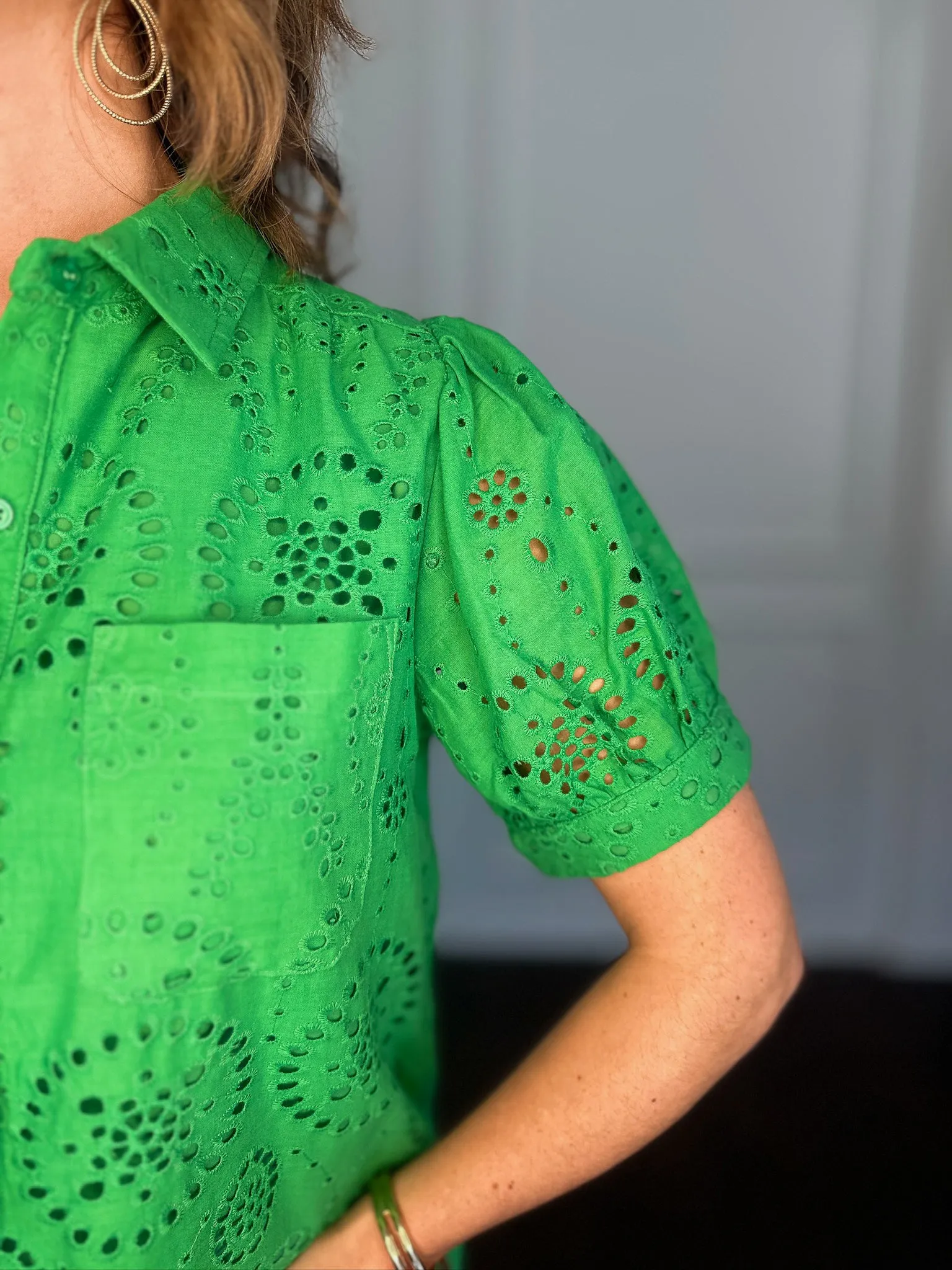 Eyes on Eyelet Collared Blouse