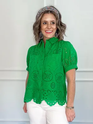 Eyes on Eyelet Collared Blouse