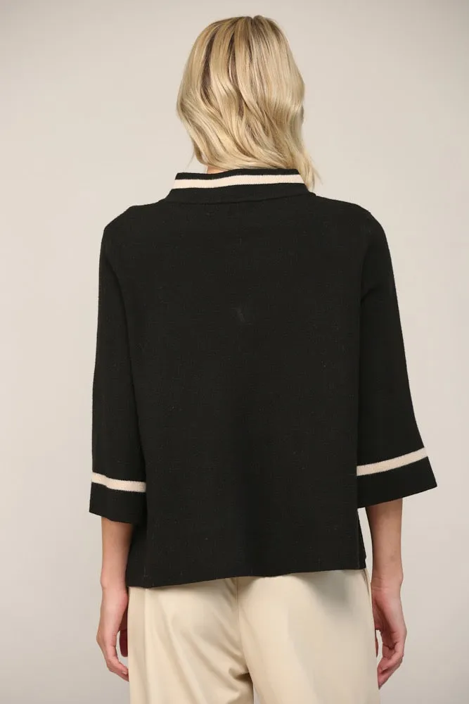 Fate Black/White Mock Neck Sweater