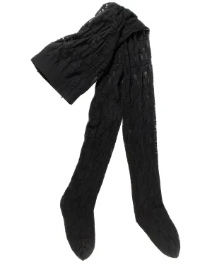 Fendi Black Sheer Zucca Print Tights - 3
