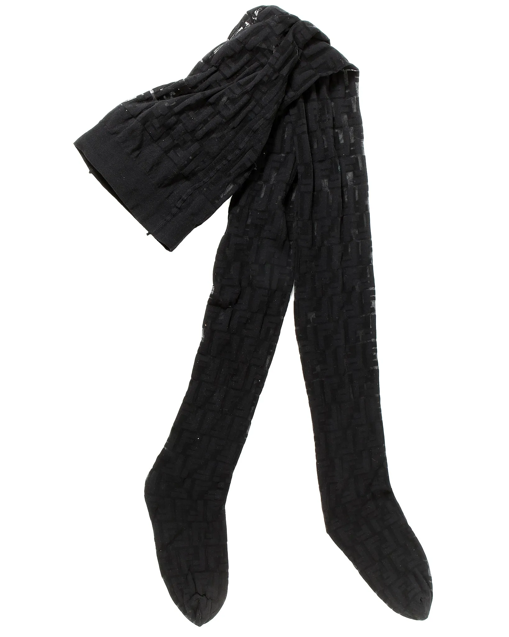 Fendi Black Sheer Zucca Print Tights - 3