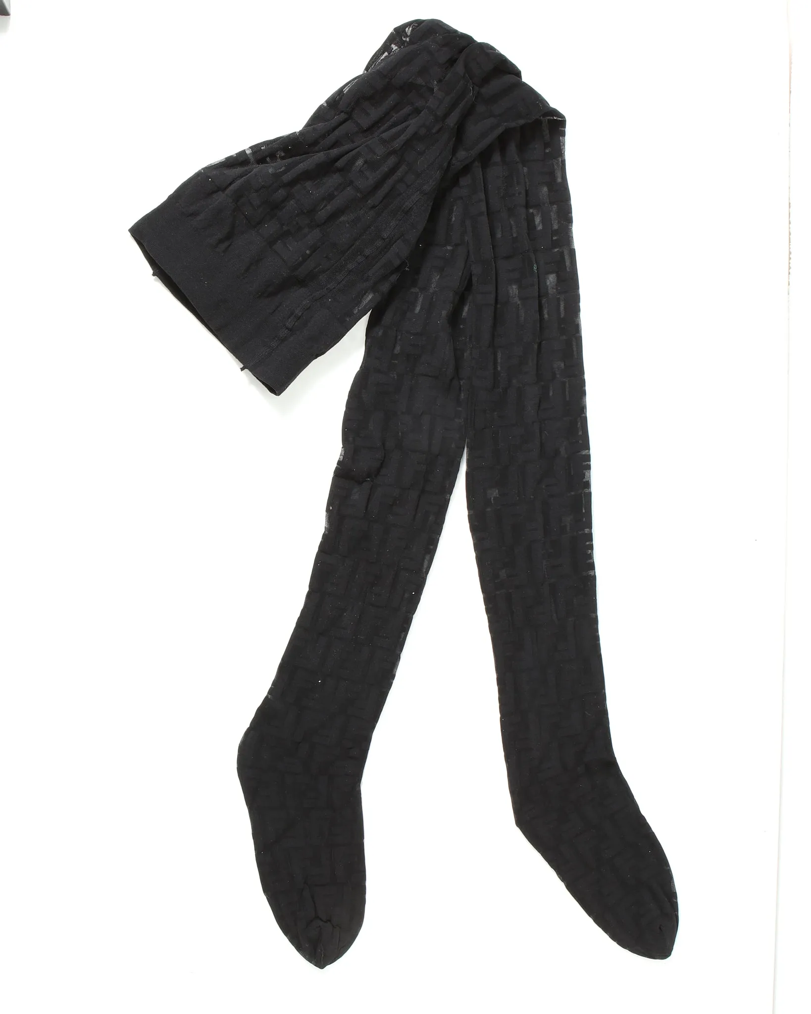 Fendi Black Sheer Zucca Print Tights - 3