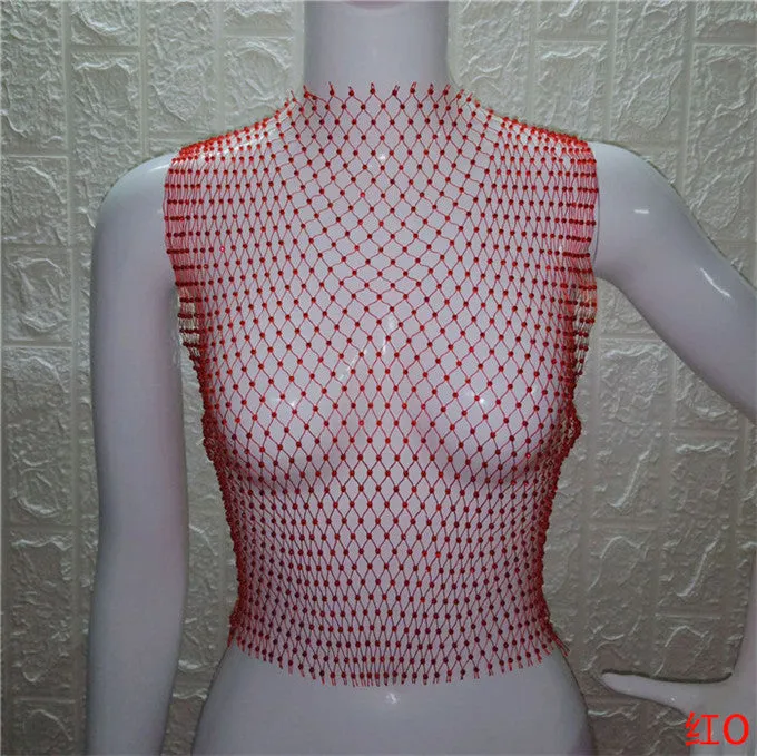Festival Queen Sexy Diamonds Mesh Cropped Tank Top