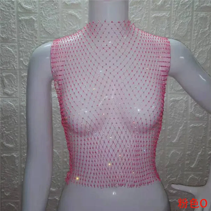 Festival Queen Sexy Diamonds Mesh Cropped Tank Top