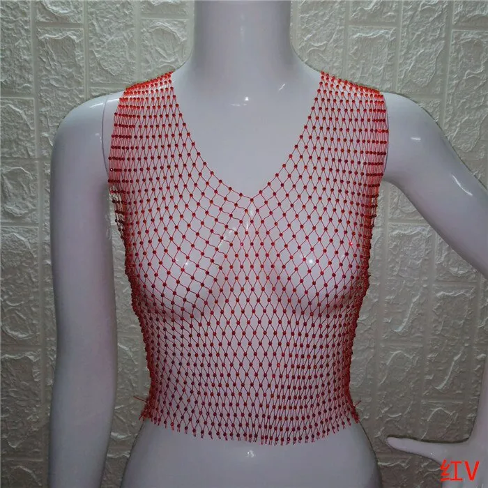 Festival Queen Sexy Diamonds Mesh Cropped Tank Top