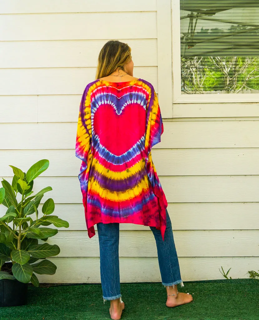 Fiery Heart Hand Dyed Tunic Kaftan Blouse Oversize Top