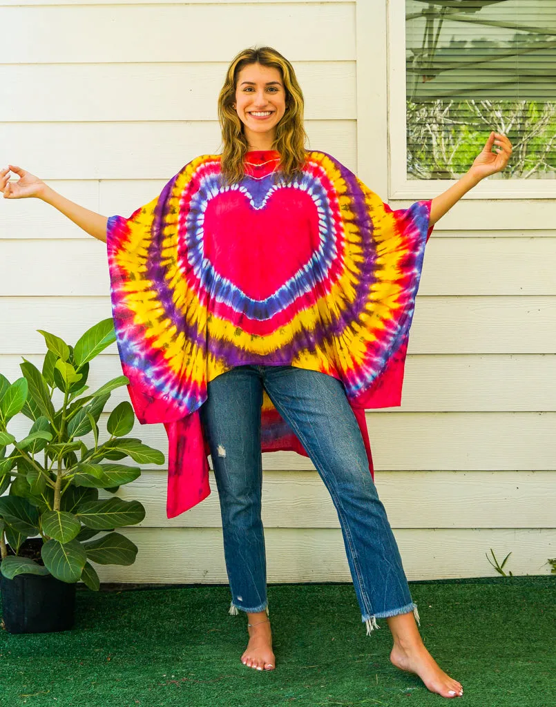 Fiery Heart Hand Dyed Tunic Kaftan Blouse Oversize Top
