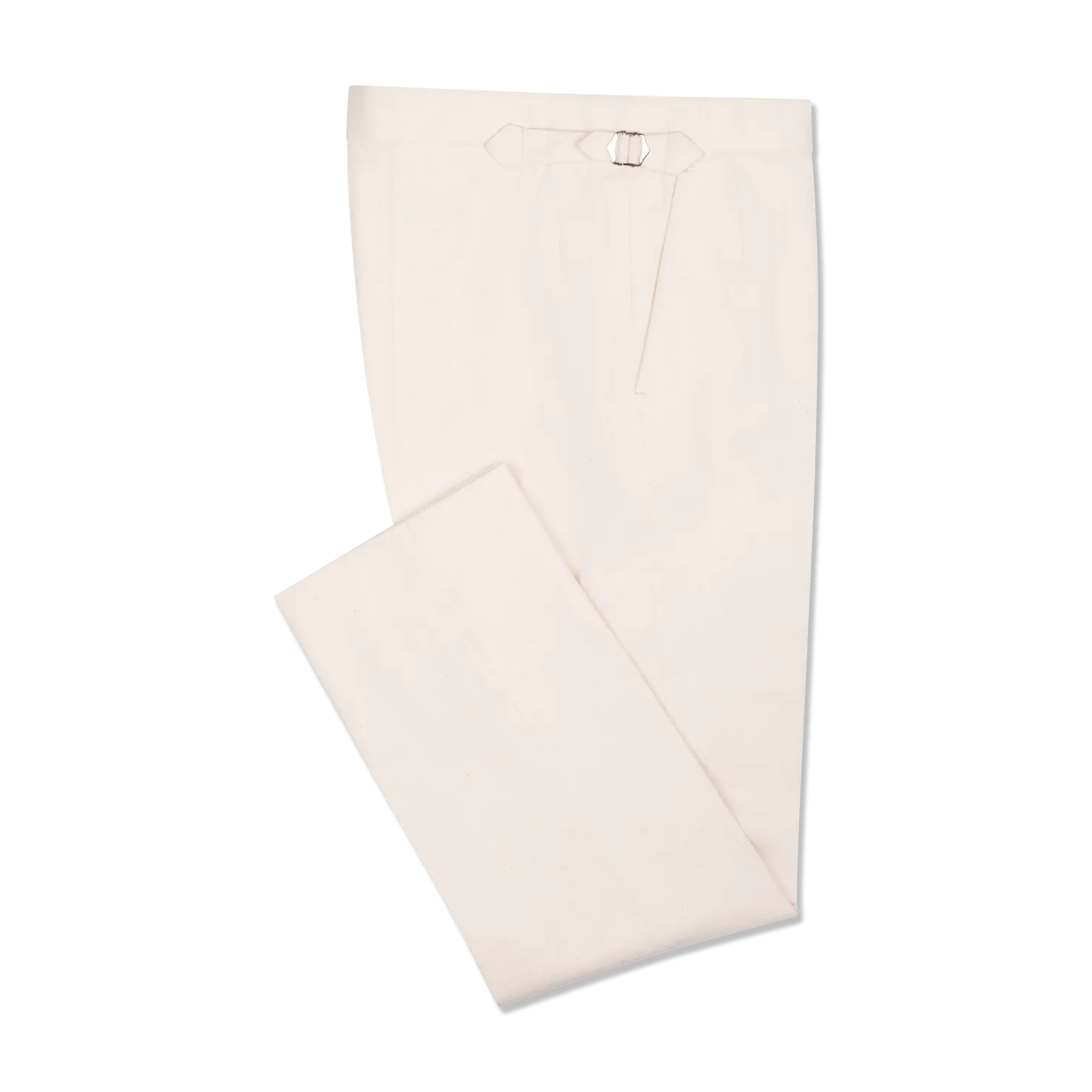Flat Front Trouser in Natural Cream Canvas