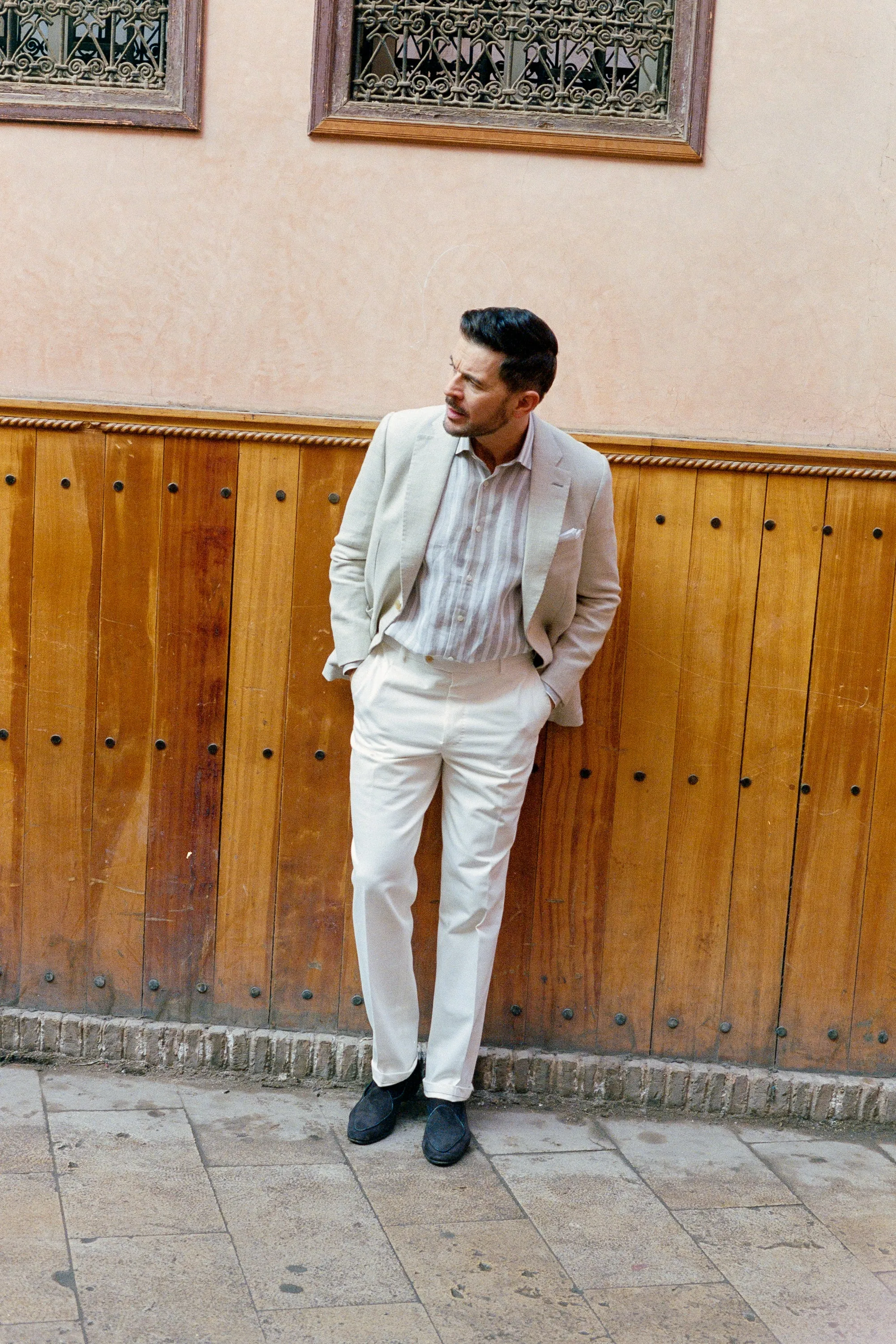 Flat Front Trouser in White Denim