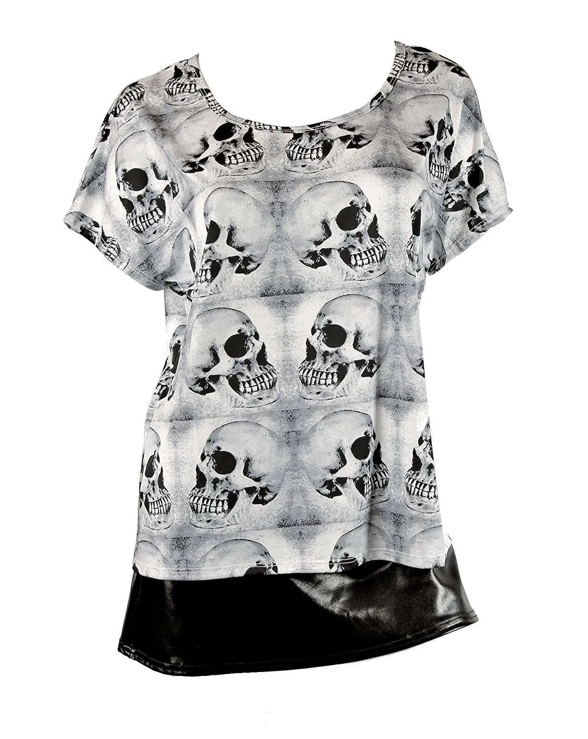Folter Women's Skull Tunic Top Short Sleeve