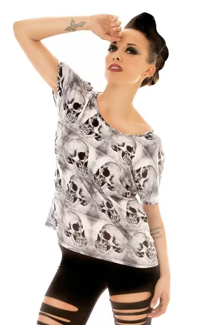 Folter Women's Skull Tunic Top Short Sleeve