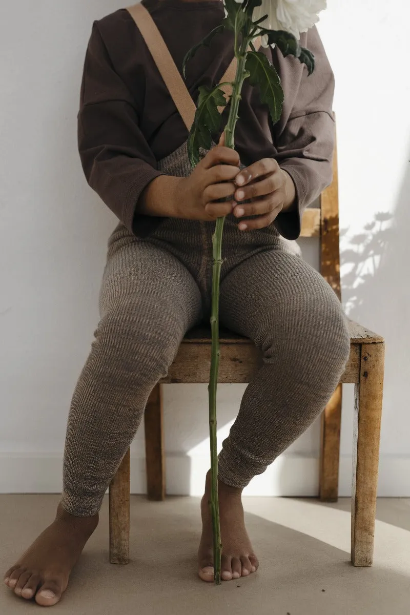 Footless Cotton Tights - Charcoaly Brown
