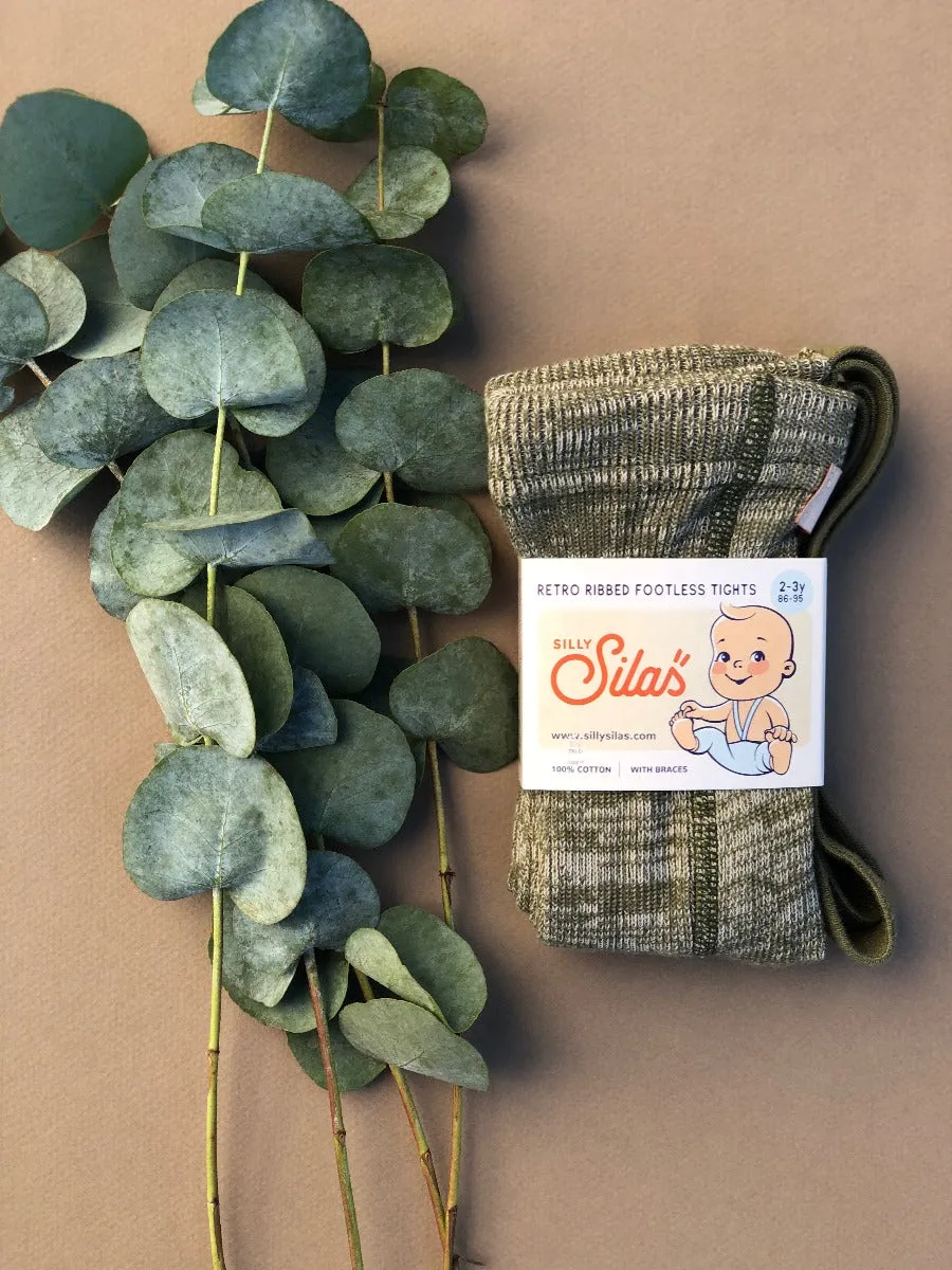 Footless Cotton Tights - Creamy Olive
