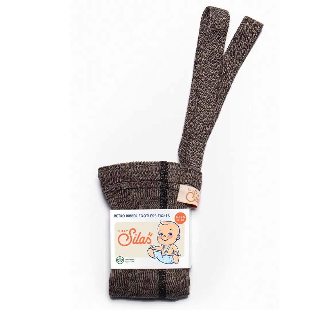 Footless Cotton Tights - Licorice Peanut