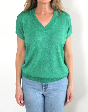 Frankies V-Neck Lurex Tee - Emerald