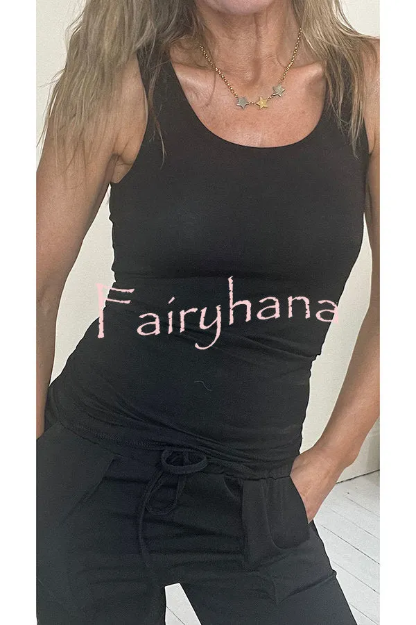 Fresh Start Knit Fitted Sleeveless Tank