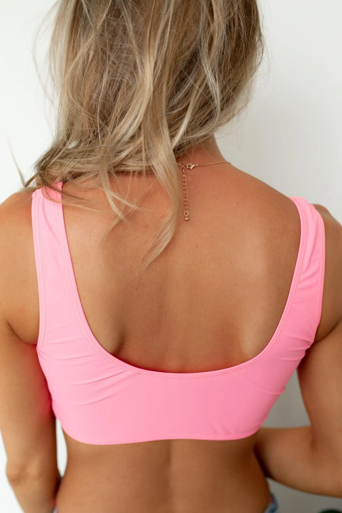 Front Knot Swimsuit Tankini- Neon Pink