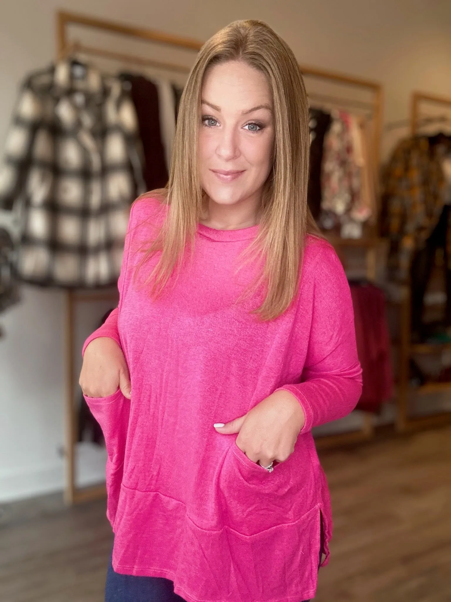 Fuchsia Dolman Oversized Sweater