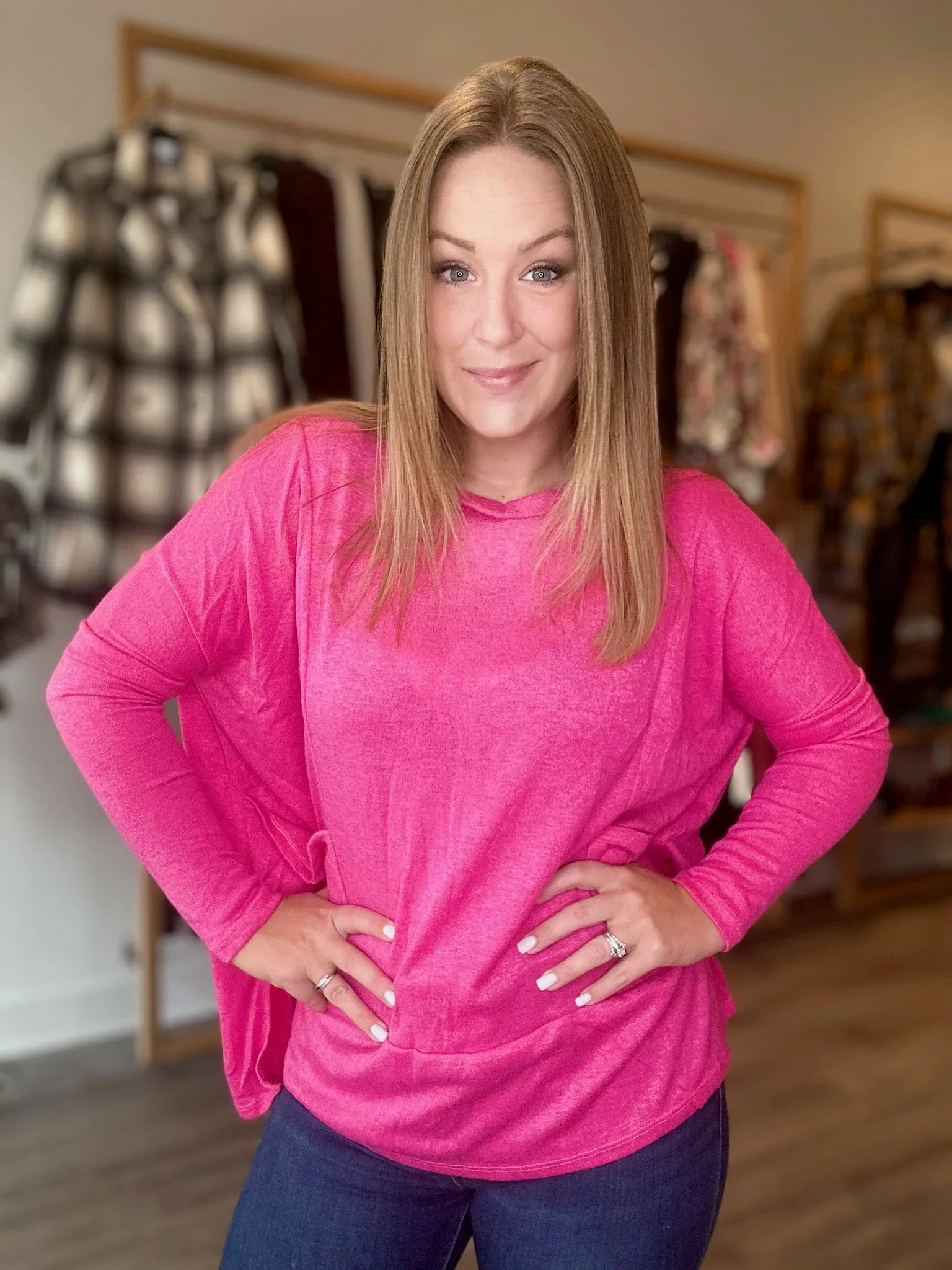 Fuchsia Dolman Oversized Sweater