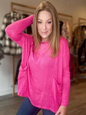 Fuchsia Dolman Oversized Sweater