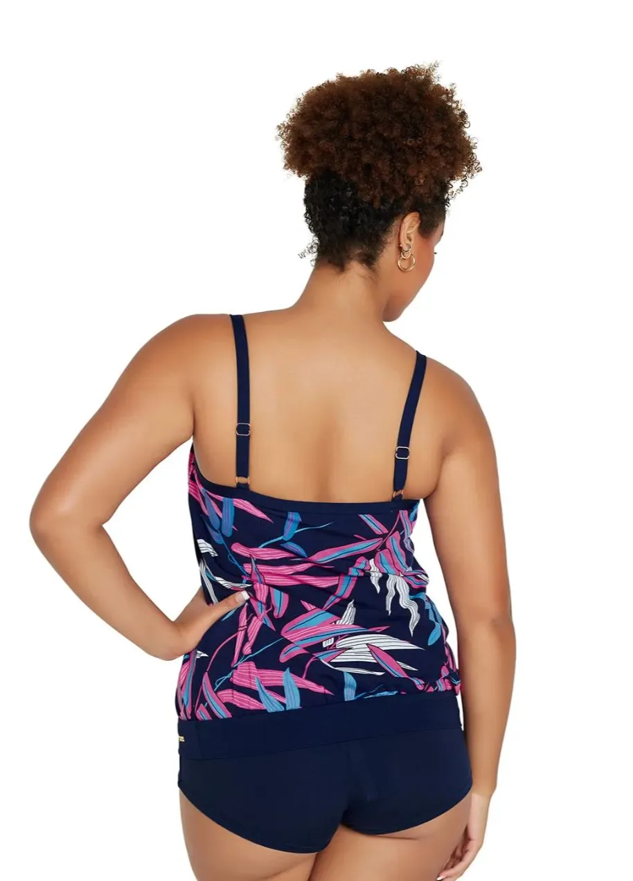Genevieve Blouson Top Tankini Vintage Palms