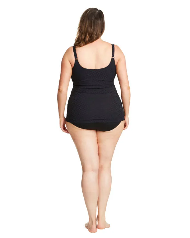 Genevieve Scoop Neck Tankini Aztec Jacquard Black
