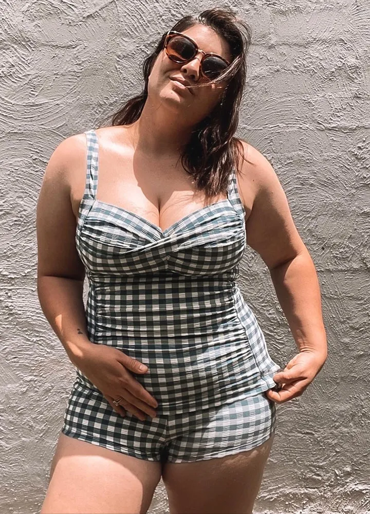 Gingham Tankini Top Denim