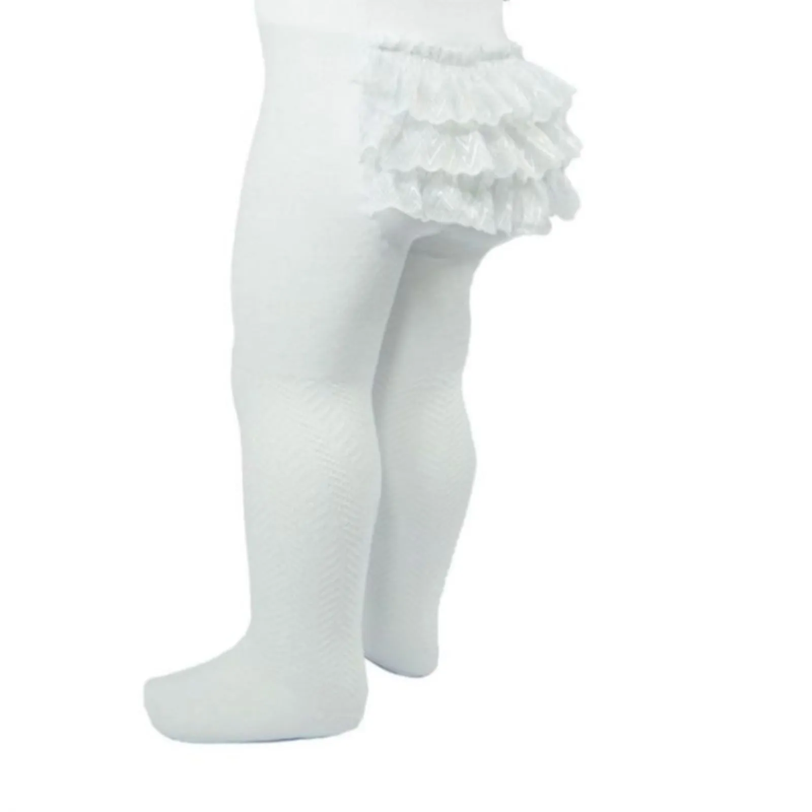 Girls Frilly Ribbed Tights