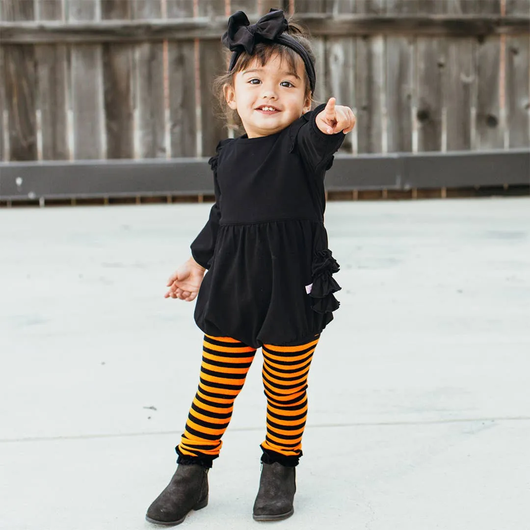 Girls Halloween Patterned Footless Ruffle Tights