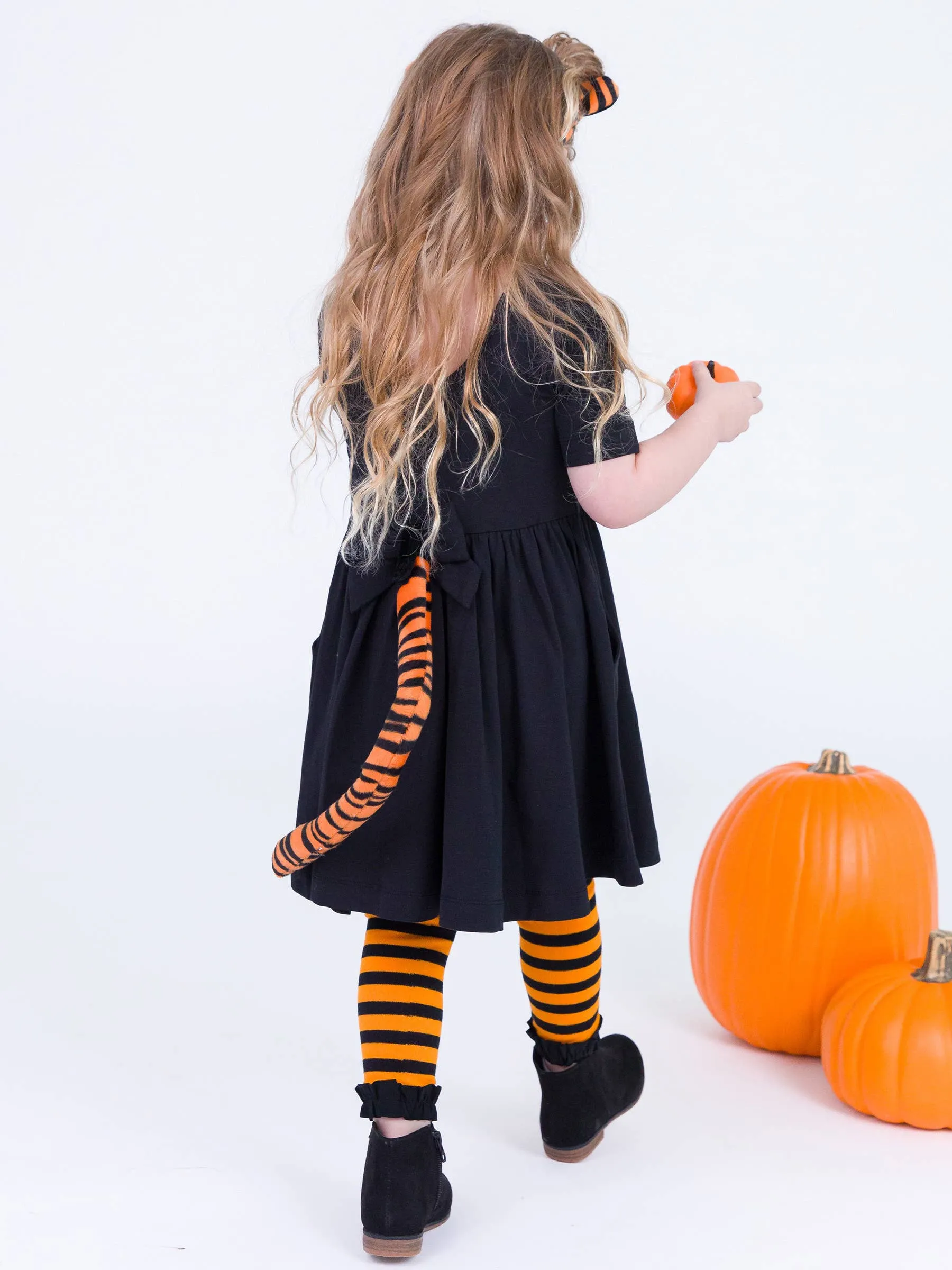 Girls Halloween Patterned Footless Ruffle Tights