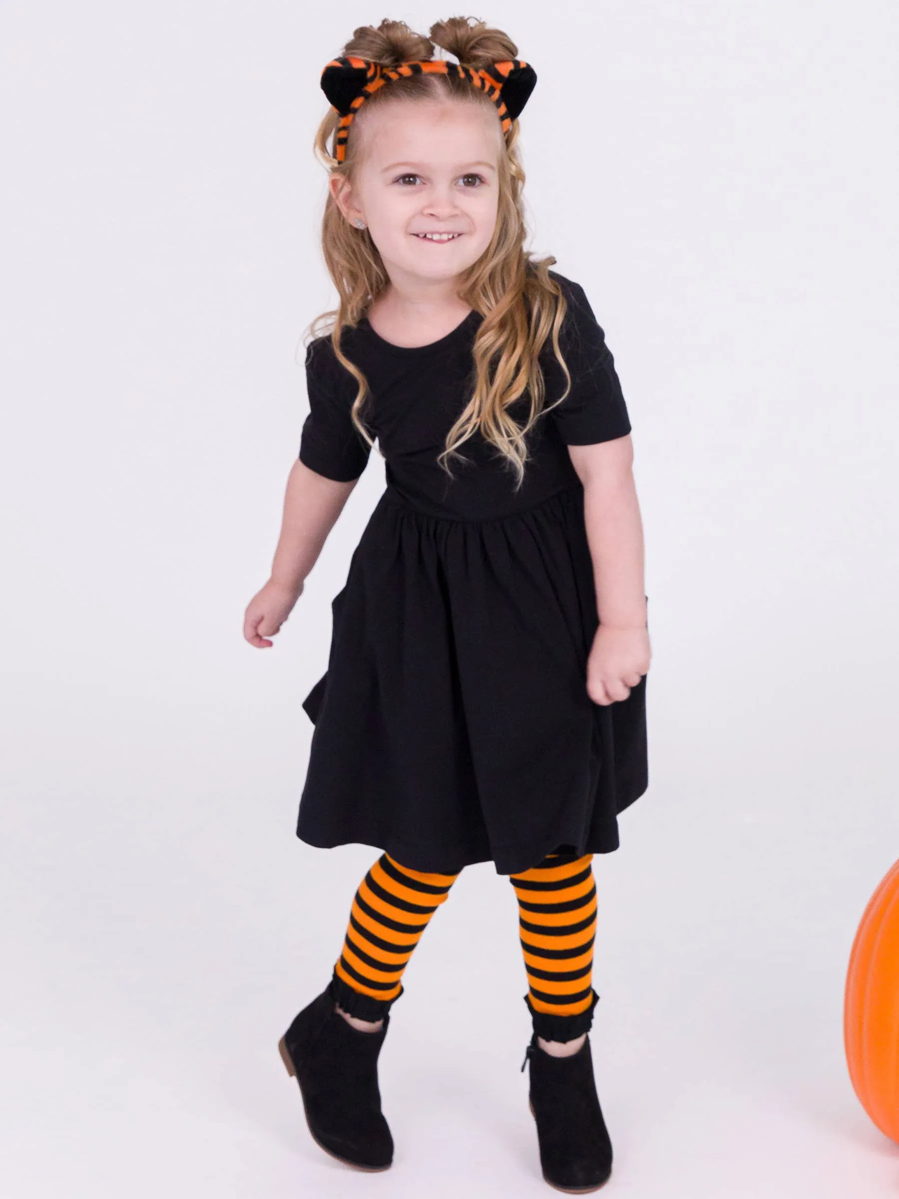 Girls Halloween Patterned Footless Ruffle Tights