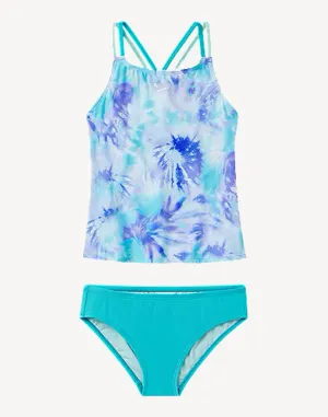 Girls Print Tie Dye Tankini Set