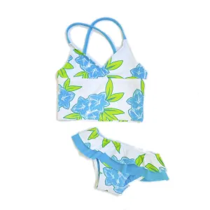 Girls Tankini with Ruffled Bottom - Lagoon