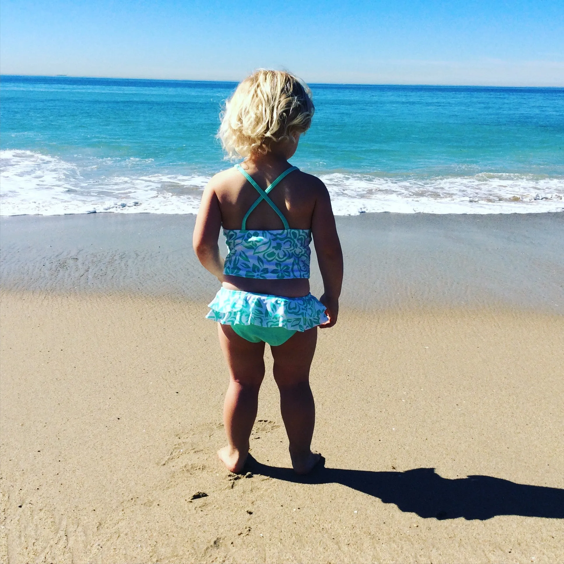 Girls Tankini with Ruffled Bottom - Lagoon