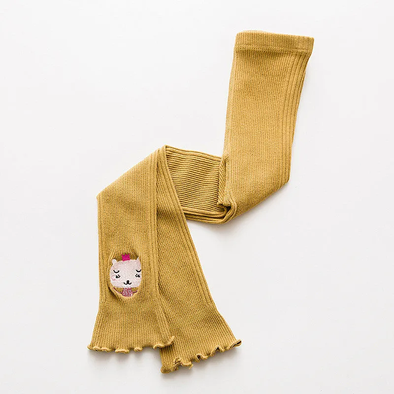 Girls Tights Chic Embroidered Animal Patterned Pantyhose Stretch Knitting Stocking