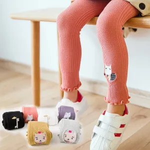 Girls Tights Chic Embroidered Animal Patterned Pantyhose Stretch Knitting Stocking