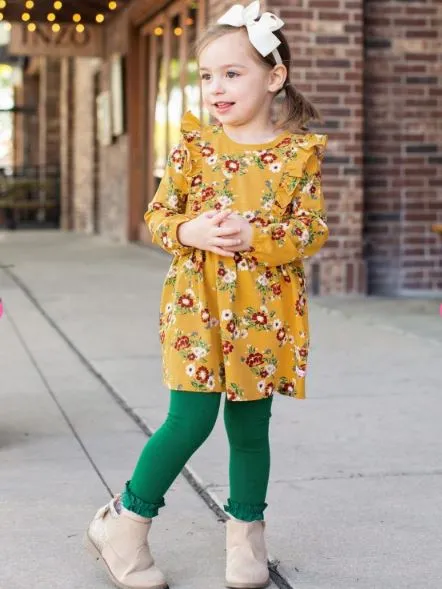 Golden Gardenia Waterfall Dress