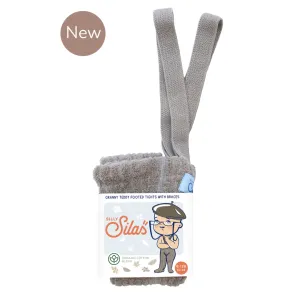 Granny Teddy Footed Tights - Oyster Grey